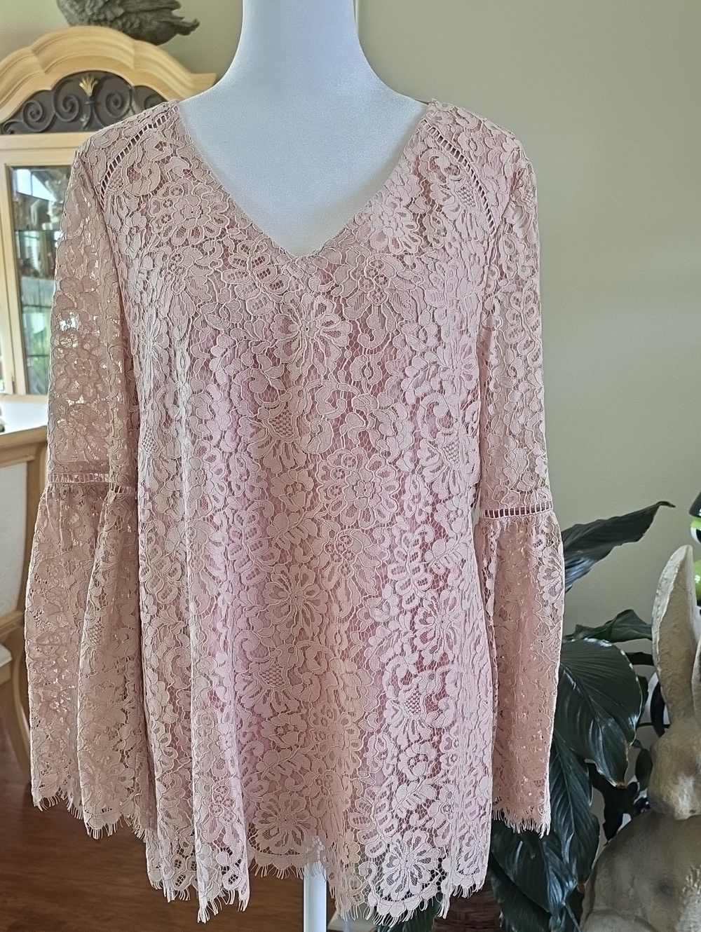 Sundance Blush Pink Floral Lace V-Neck Blouse